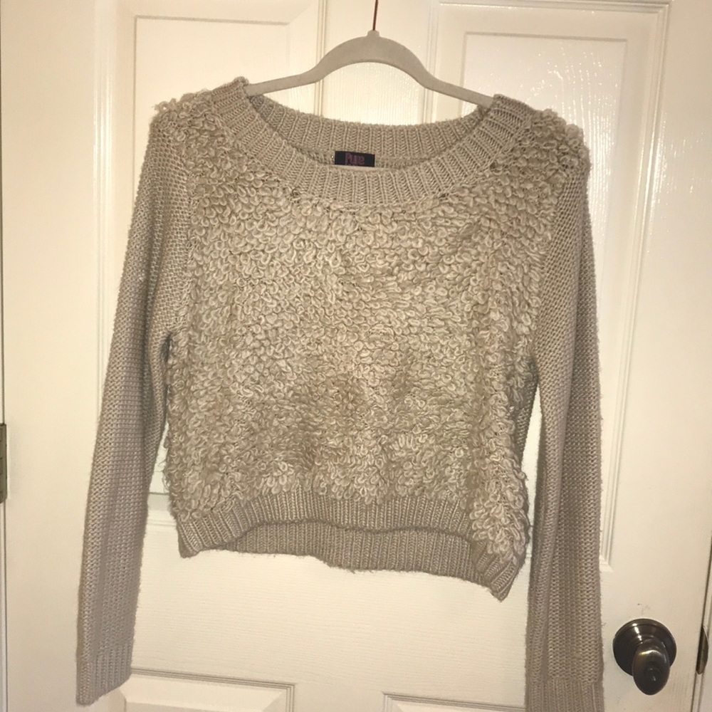 Fluffy tan crop top